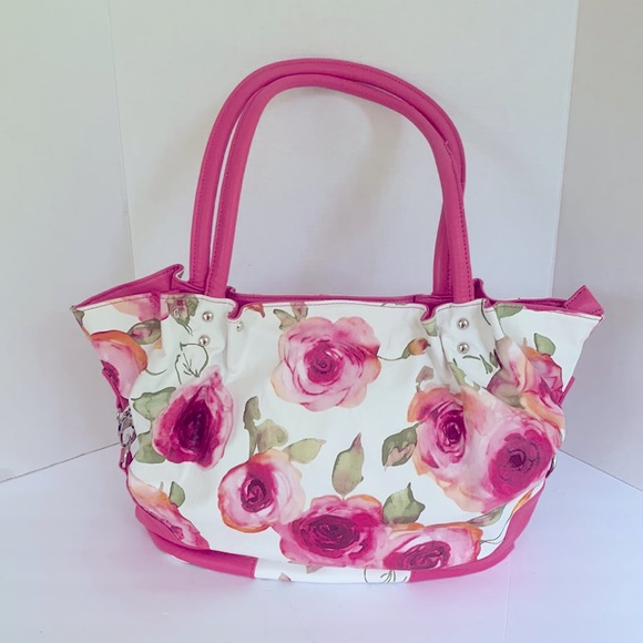 Handbags - BEAUTIFUL VEGAN LEATHER FLORAL TOTE BAG